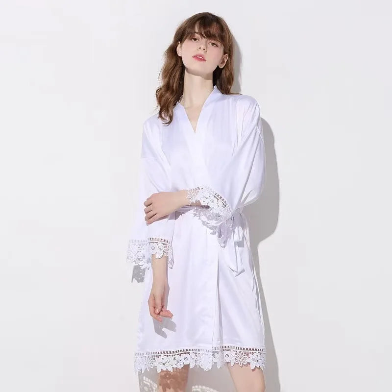 Bridesmaid Robes Bride Gift Bride Robe Bridesmaid Gift Satin Lace Robe Bride Dressing Gown Bridal Party Robes Wedding Robe Perso