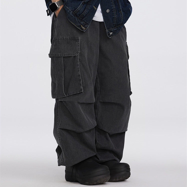 Spring And Autumn Washed Distressed Overalls American Street Casual Trousers