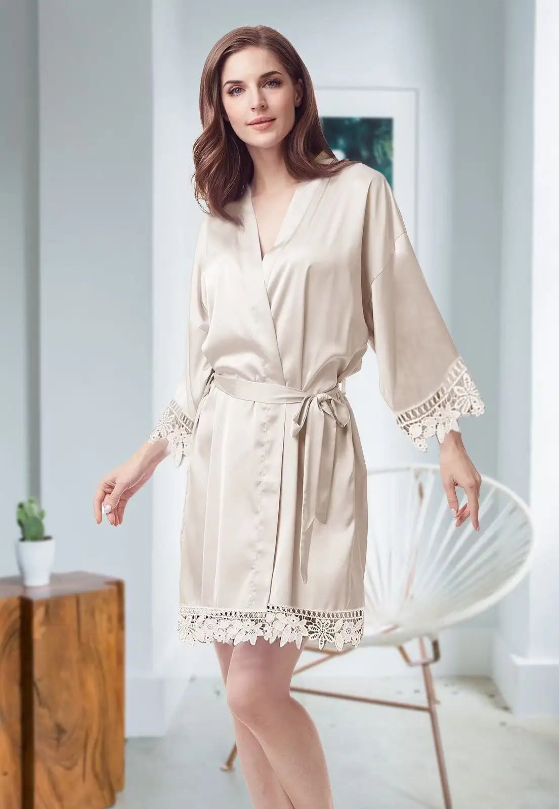 Bridesmaid Robes Bride Gift Bride Robe Bridesmaid Gift Satin Lace Robe Bride Dressing Gown Bridal Party Robes Wedding Robe Perso