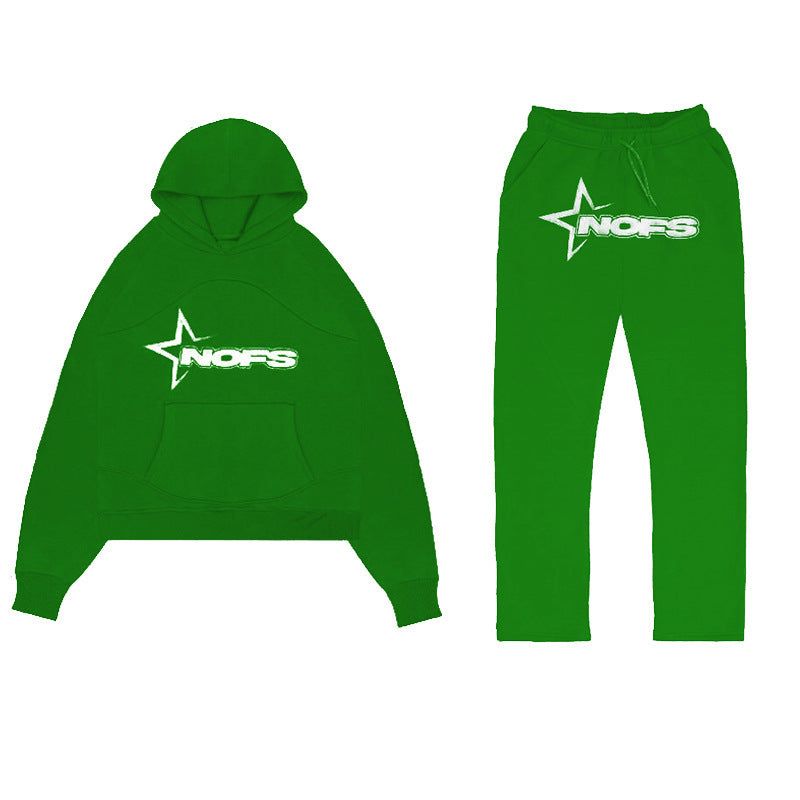 Men's Y2K Tracksuit Set  Hooded Sweatshirt and Pants, Gothic Hip-hop Punk Rock Streetwear.